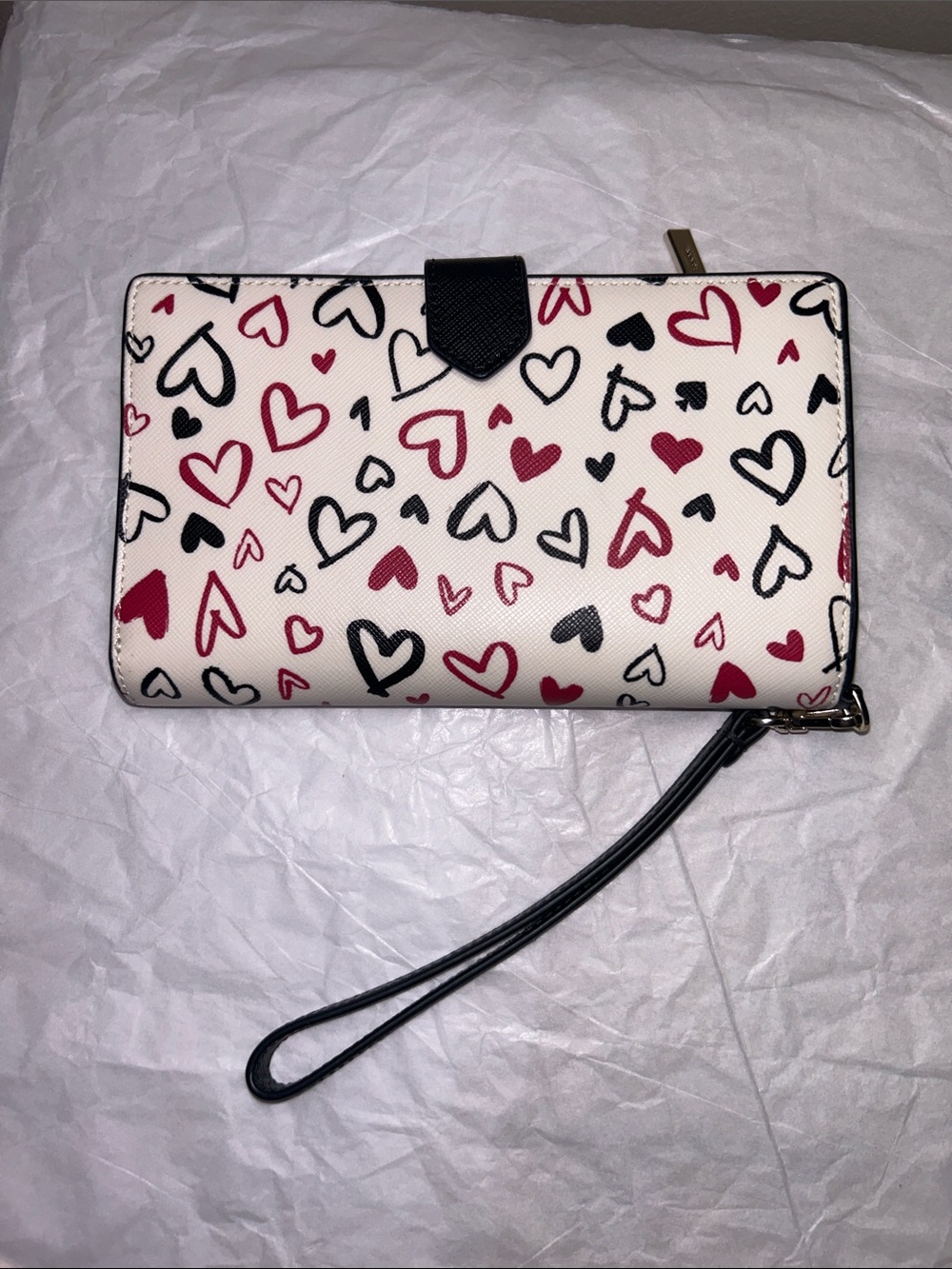 Kate Spade New York Staci wallet/ Wristlet .,multi-colored scribble hearts NWOT - Picture 10 of 14